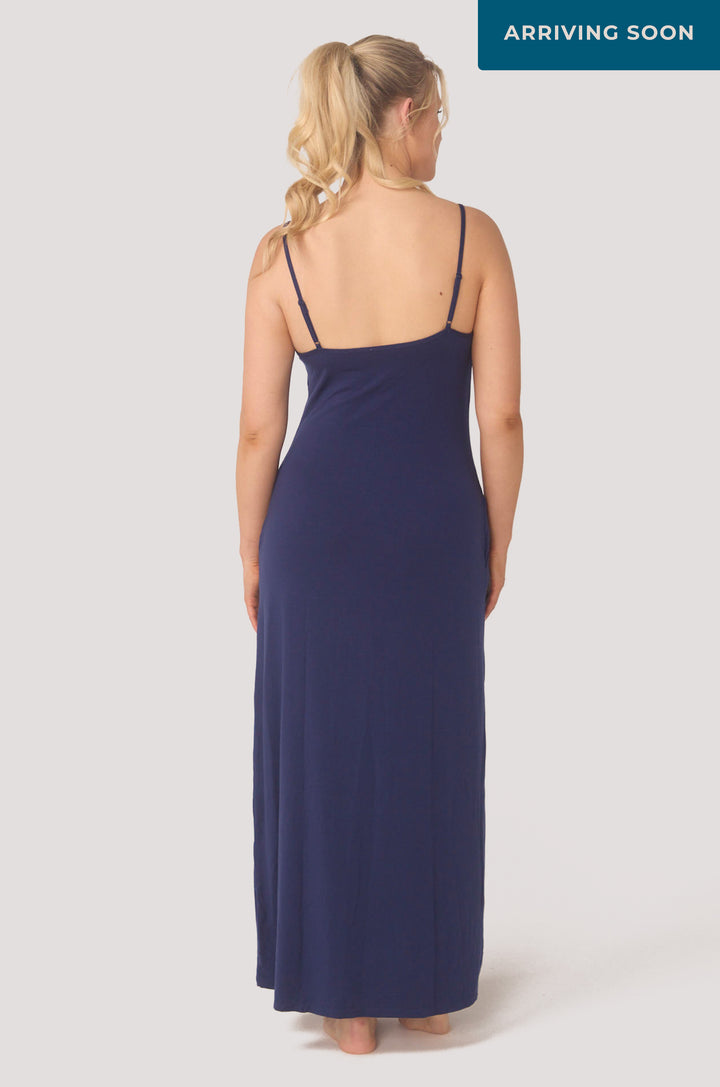 Bella Bodies Hues Of The Sea BioLuxe™ Satin Reversible Dress, Reversible Blouse, Slim Strap Maxi Pocket Dress, Black, Navy, Ocean