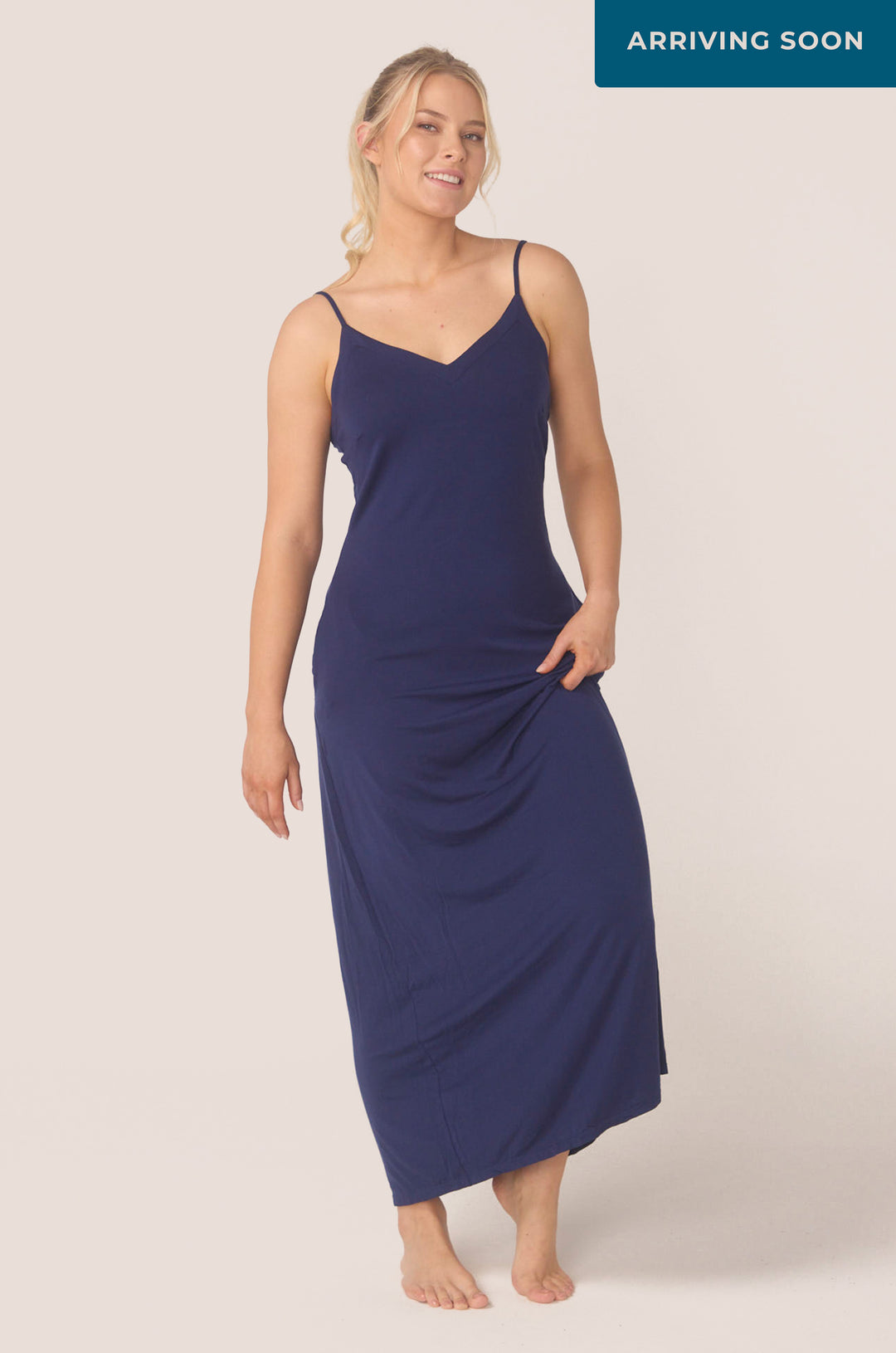 Bella Bodies Hues Of The Sea BioLuxe™ Satin Reversible Dress, Reversible Blouse, Slim Strap Maxi Pocket Dress, Black, Navy, Ocean