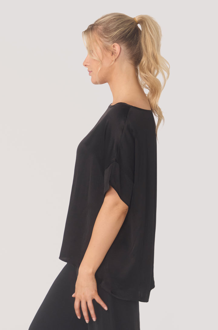 Hues Of The Sea BioLuxe™ Satin Reversible Dress, Reversible Blouse, Slim Strap Maxi Pocket Dress, Satin Batwing Blouse, Black, Navy, Ocean
