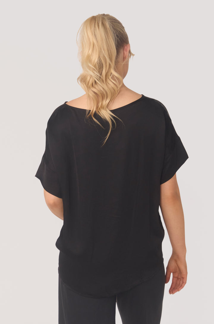Hues Of The Sea BioLuxe™ Satin Reversible Dress, Reversible Blouse, Slim Strap Maxi Pocket Dress, Satin Batwing Blouse, Black, Navy, Ocean