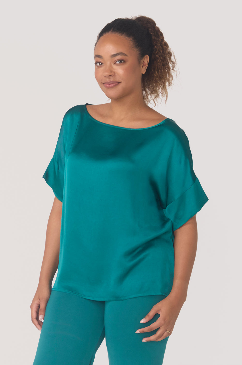 Hues Of The Sea BioLuxe™ Satin Reversible Dress, Reversible Blouse, Slim Strap Maxi Pocket Dress, Satin Batwing Blouse, Black, Navy, Ocean