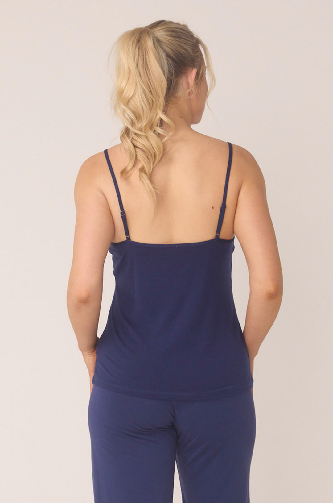 Hues Of The Sea BioLuxe™ Slim Adjustable Strap Blouse, Black, Navy, Ocean, White.