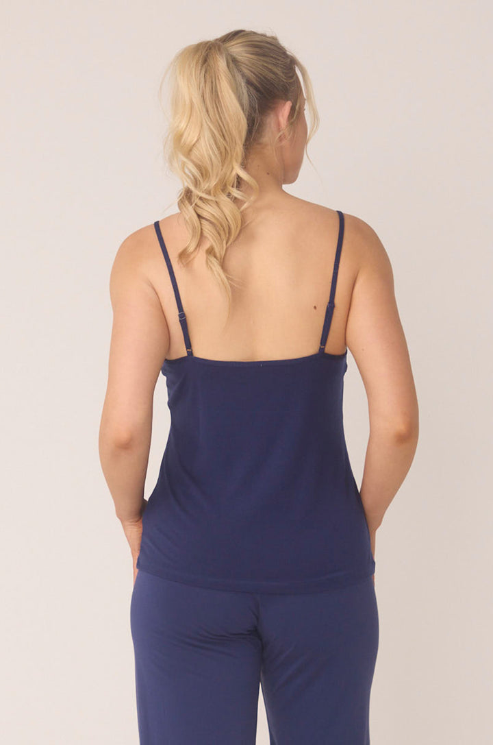 Hues Of The Sea BioLuxe™ Slim Adjustable Strap Blouse, Black, Navy, Ocean, White.