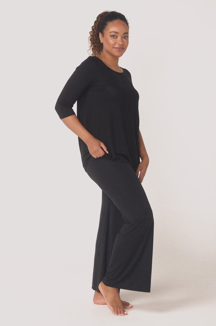 Hues Of The Sea BioLuxe™ Wide Leg Full length flowy pants, Black, Navy, Ocean