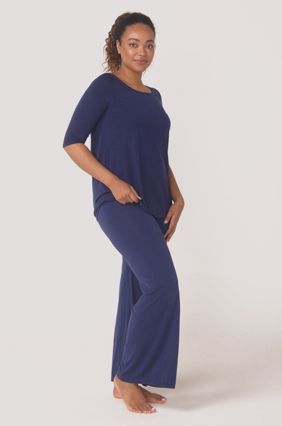 Hues Of The Sea BioLuxe™ Wide Leg Full length flowy pants, Black, Navy, Ocean