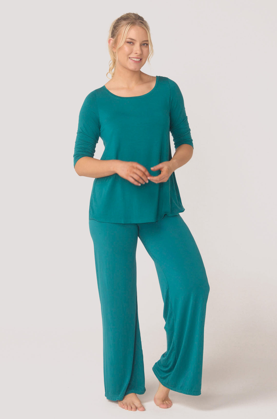Hues Of The Sea BioLuxe™ Wide Leg Full length flowy pants, Black, Navy, Ocean
