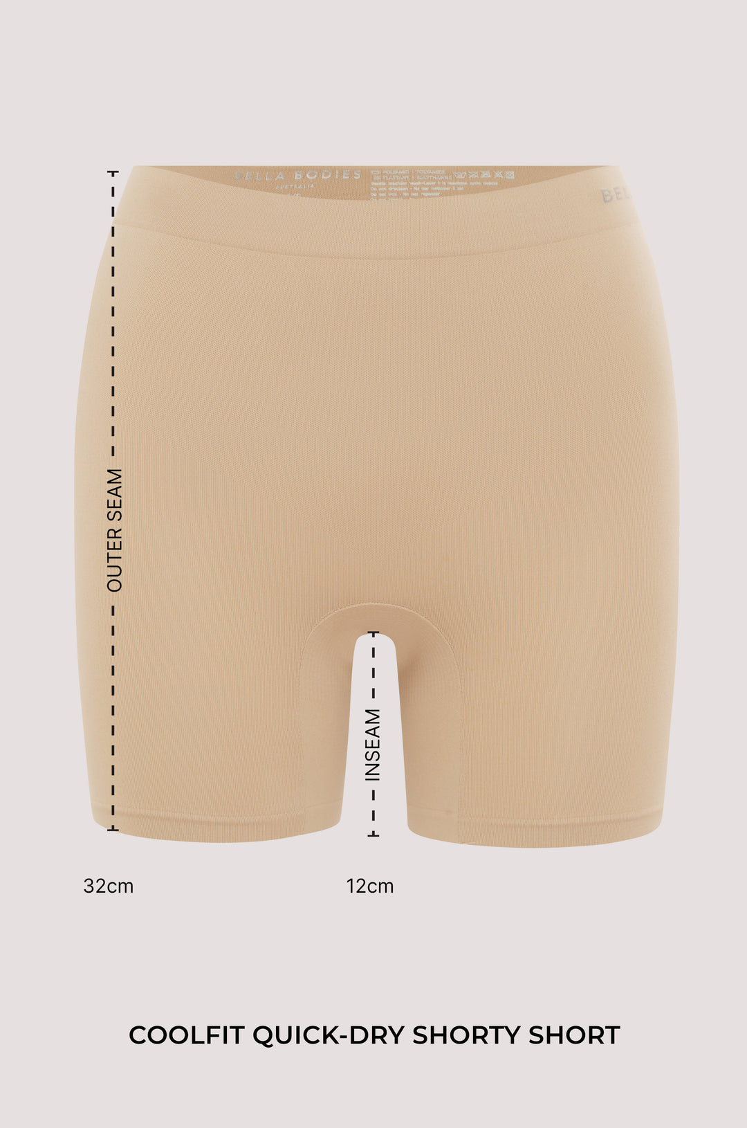 Bella Bodies CoolFit Quick-Dry Anti-Chafing Shorts Range - Length Options Long Outer Seam 38cm x Inseam 19cm, Short Outer Seam 32cm x Inseam 12cm