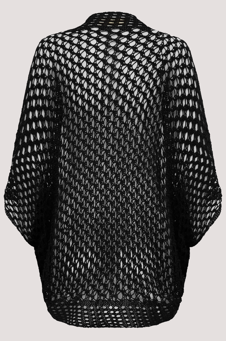kimono-style crochet shrug Black Back