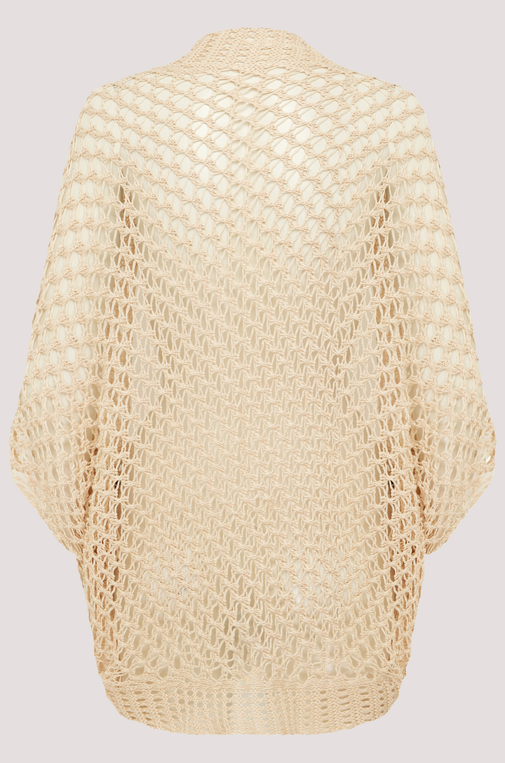 kimono-style crochet shrug Wheat Back