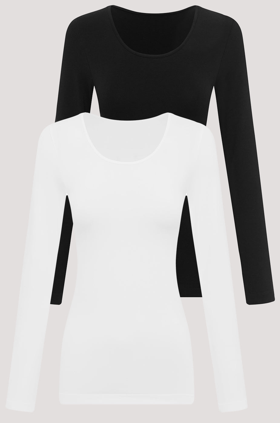 Bella Bodies Long Sleeve Modal T-short Top Black White 2pack
