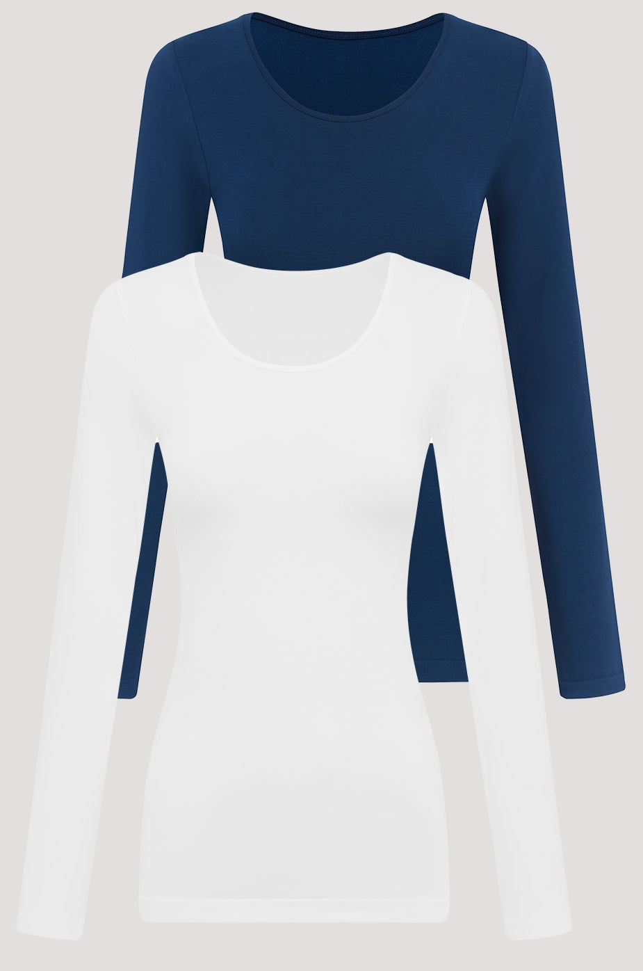Bella Bodies Long Sleeve Modal T-short Top Navy White 2pack