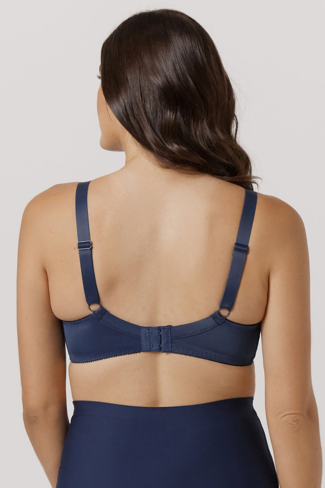 Women's Luxurious Supportive Lace bra | Ruby Lace Underwire Free Bra | Bella Bodies Australia | Navy | back