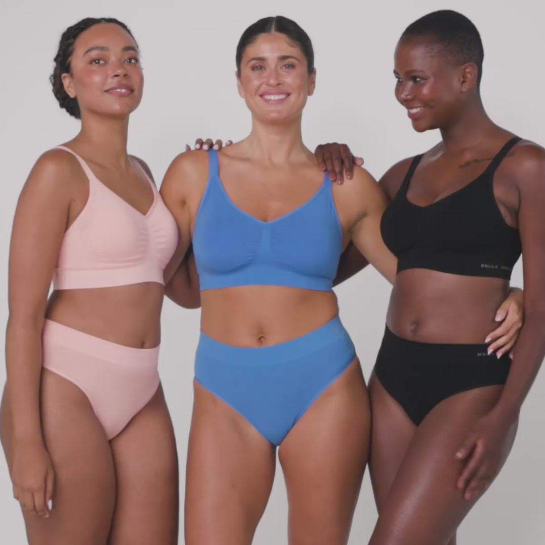 Bamboo Viscose Knicker Peach Cornflower Black Bella Bodies Australia