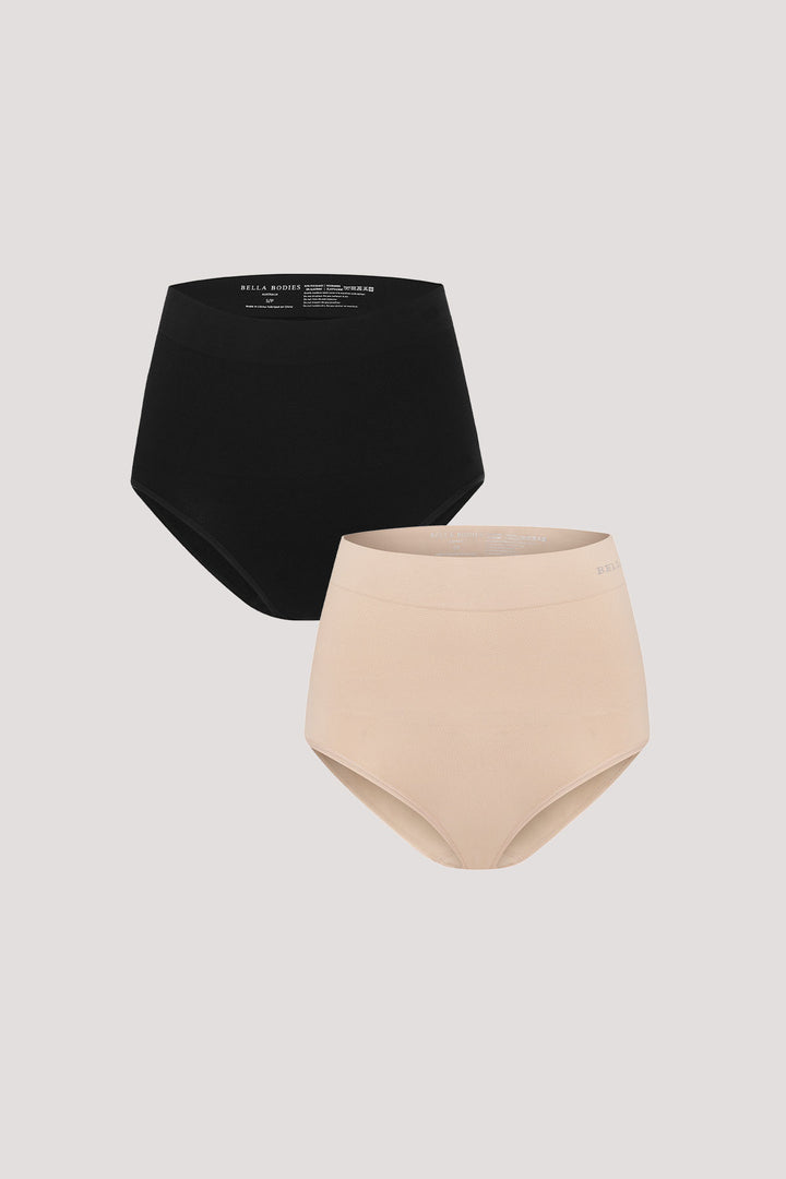 Women's slimming & firming high Waist underwear 2 Pack | Bella Bodies Australia | Black & Sand