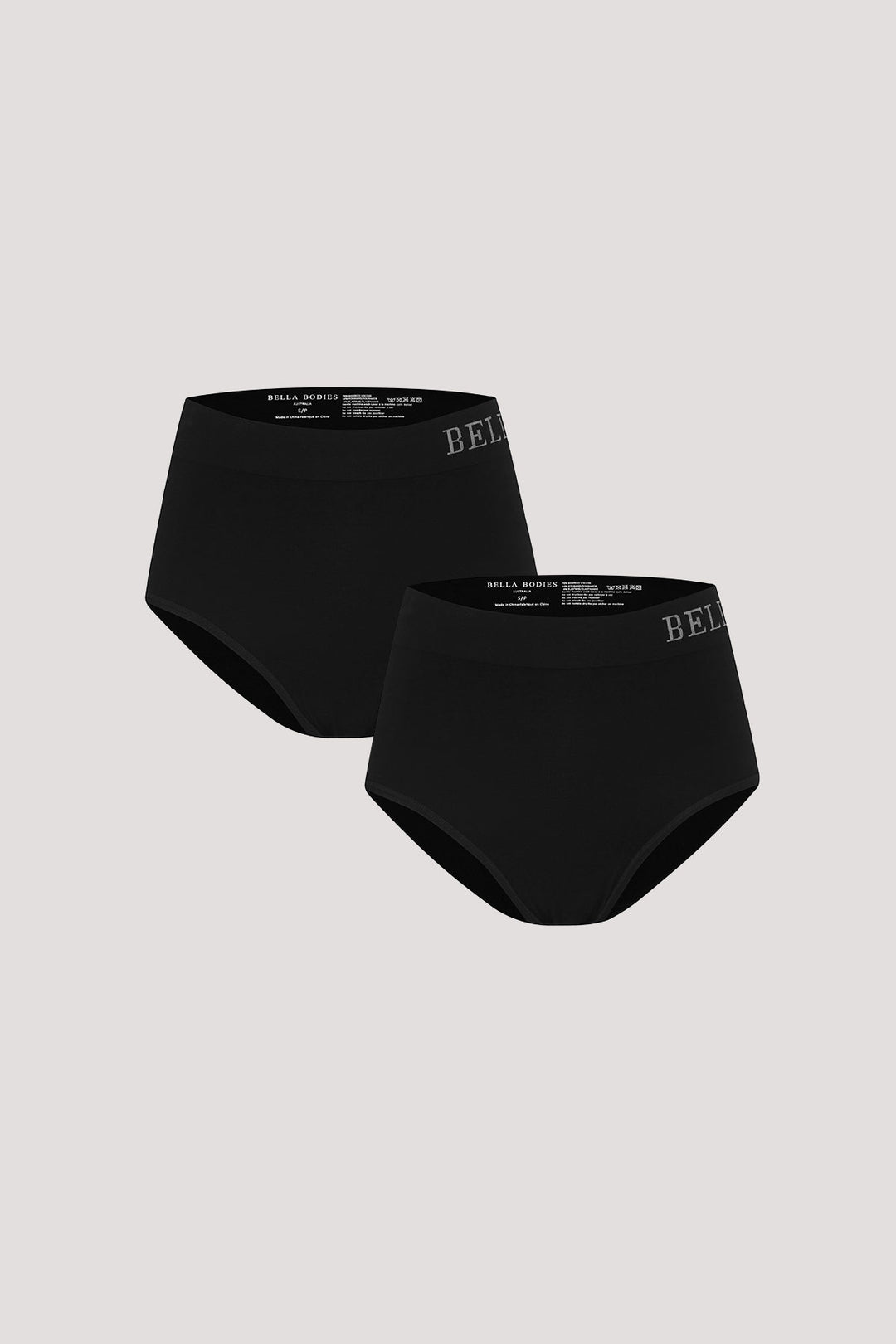 Women's Breathable Bamboo High Waist Underwear 2 pack | Bella Bodies Australia | Black and Black