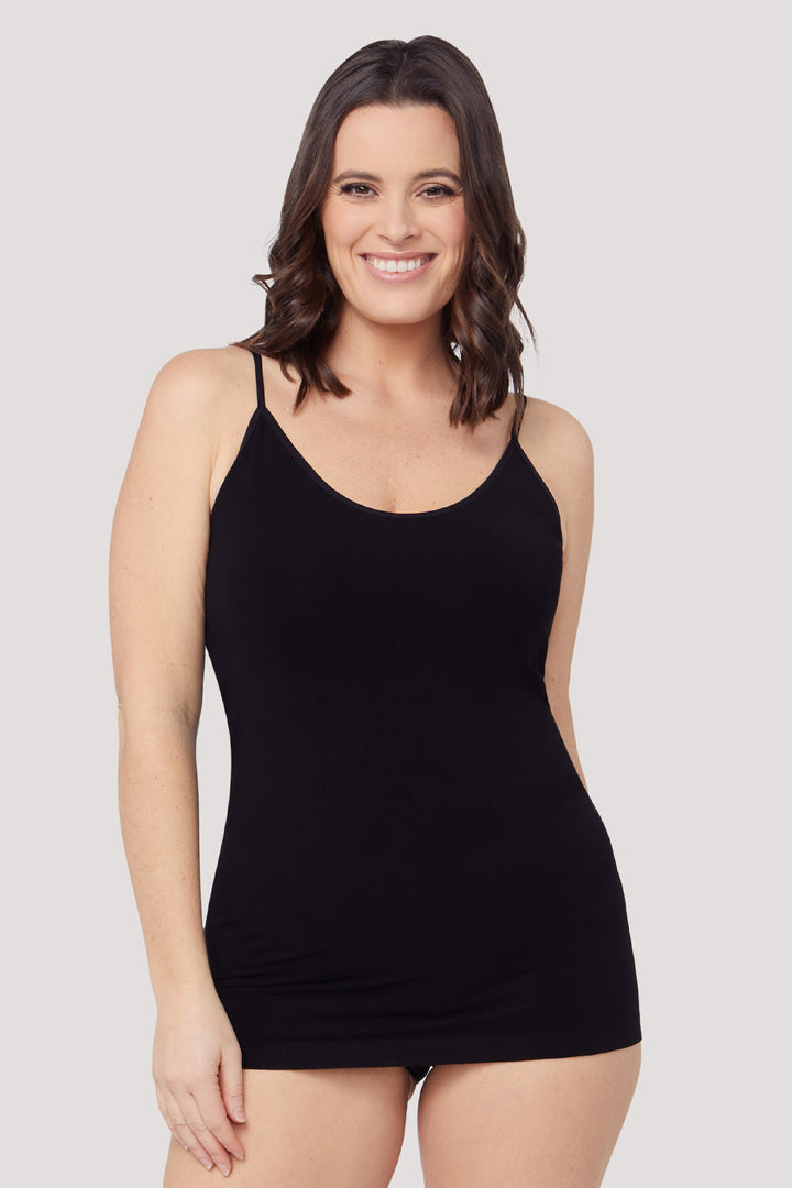 Women's breathable Bamboo Cami | Bella Bodies Australia | Black | Front