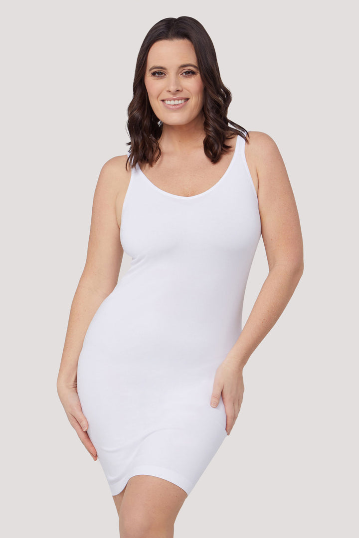 Breathable Bamboo Slip Dress | Bella Bodies Australia | White
