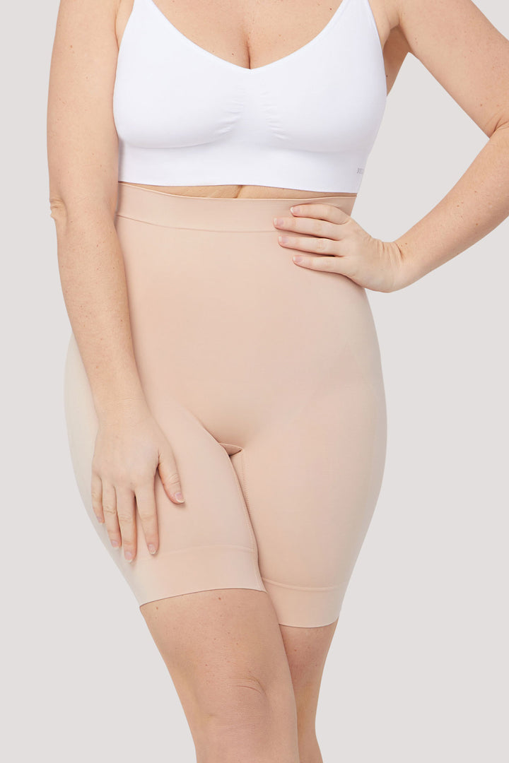 Women's Comfortable shaping Anti-chafing Shorts | Bella Bodies Australia | Latte | Front