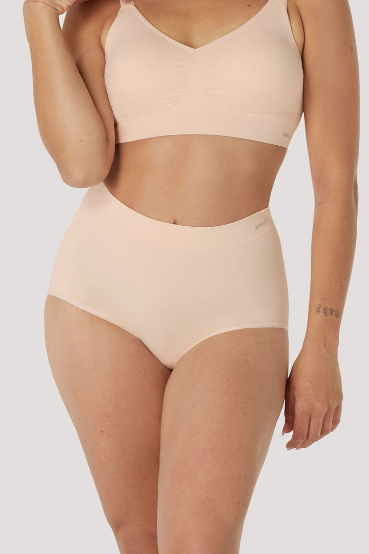 Women's slimming & firming high Waist underwear 2 Pack | Bella Bodies Australia | Soft Peach | Front