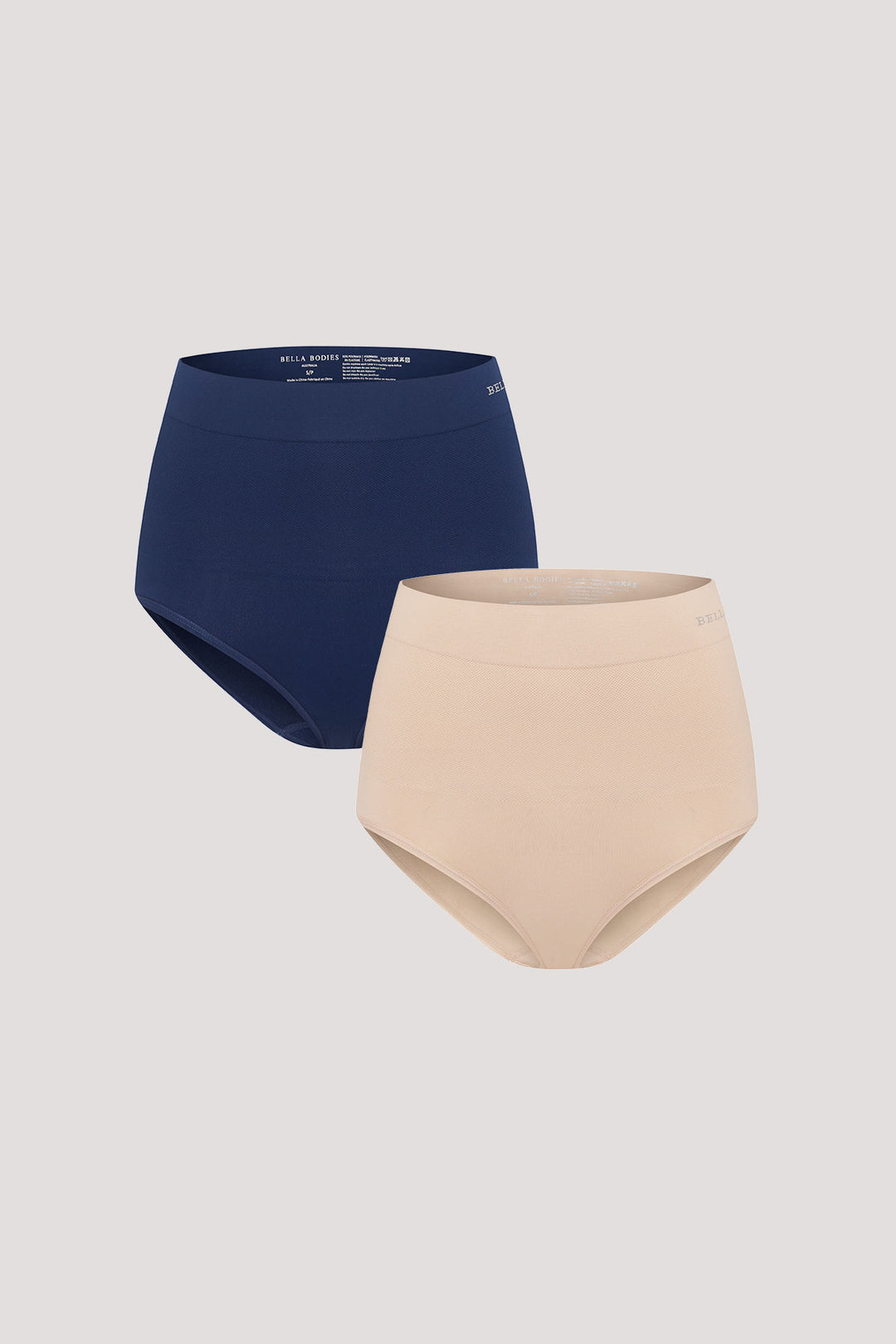 Women's slimming & firming high Waist underwear 2 Pack | Bella Bodies Australia | Navy & Sand