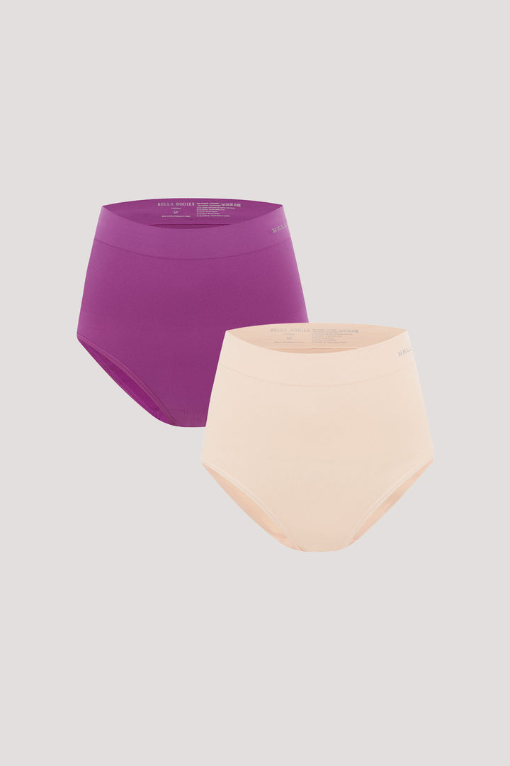 Women's slimming & firming high Waist underwear 2 Pack | Bella Bodies Australia | Viola and Soft Peach