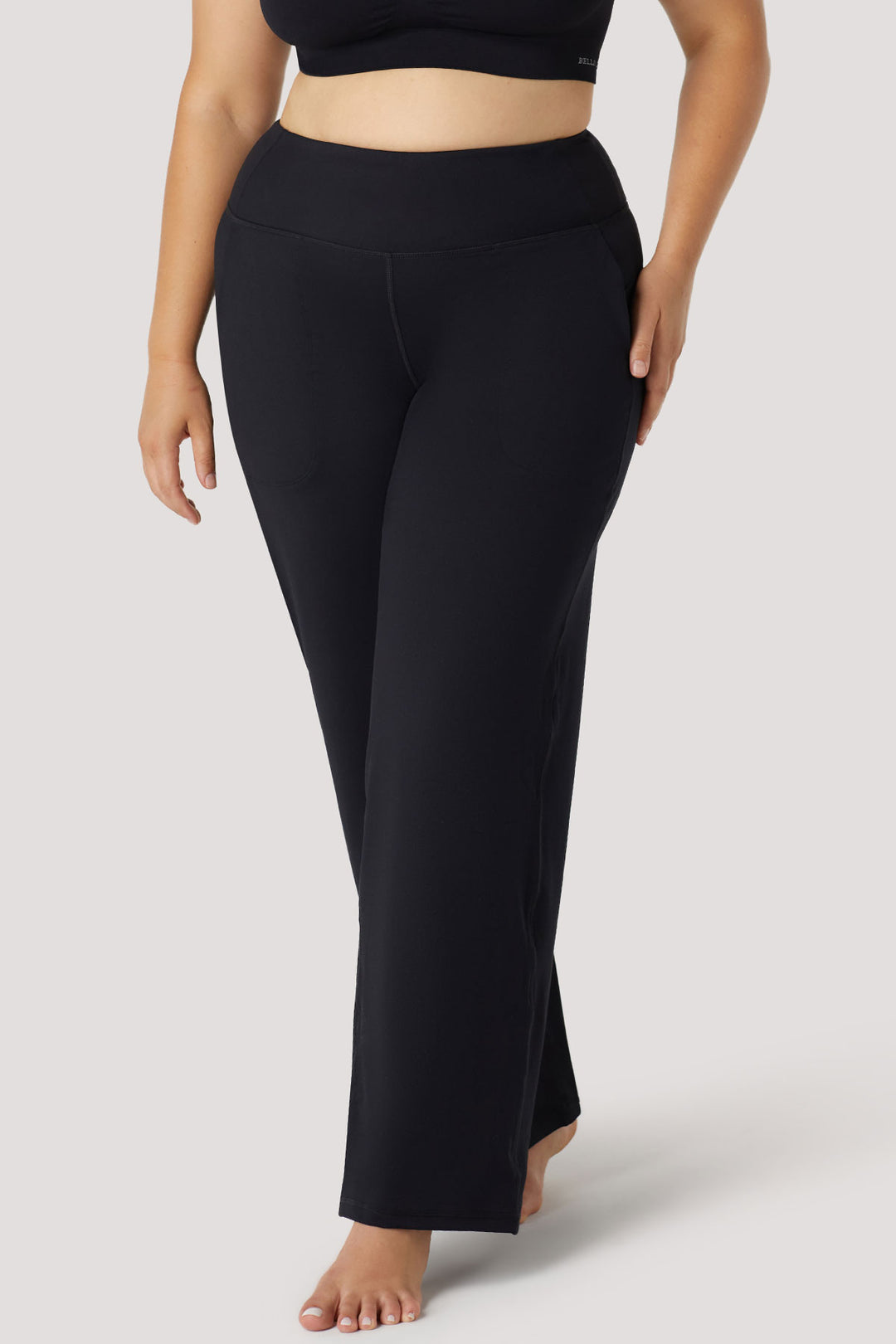 Women's Wide Leg Stretch Pants | Bella Bodies Australia | Black | Front