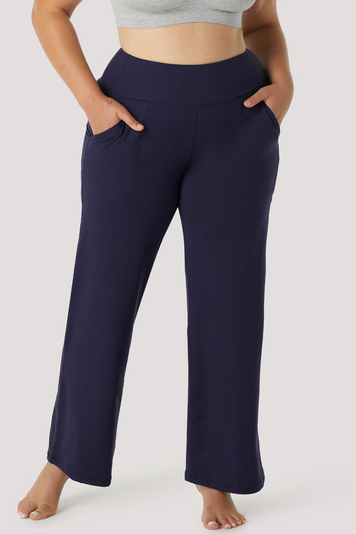 Women's Wide Leg Stretch Pants | Bella Bodies Australia | Navy | Front