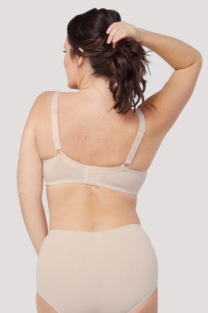 Women's Luxurious Supportive Lace bra | Ruby Lace Underwire Free Bra | Bella Bodies Australia | Soft Sand | Back