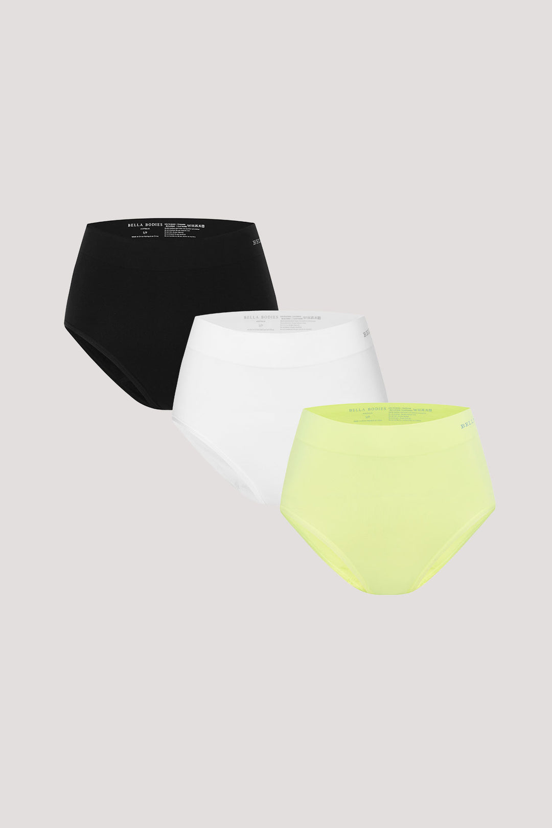 Women's High Waist Underwear 3 pack I Bella Bodies Australia | Black, White and Soft Lime
