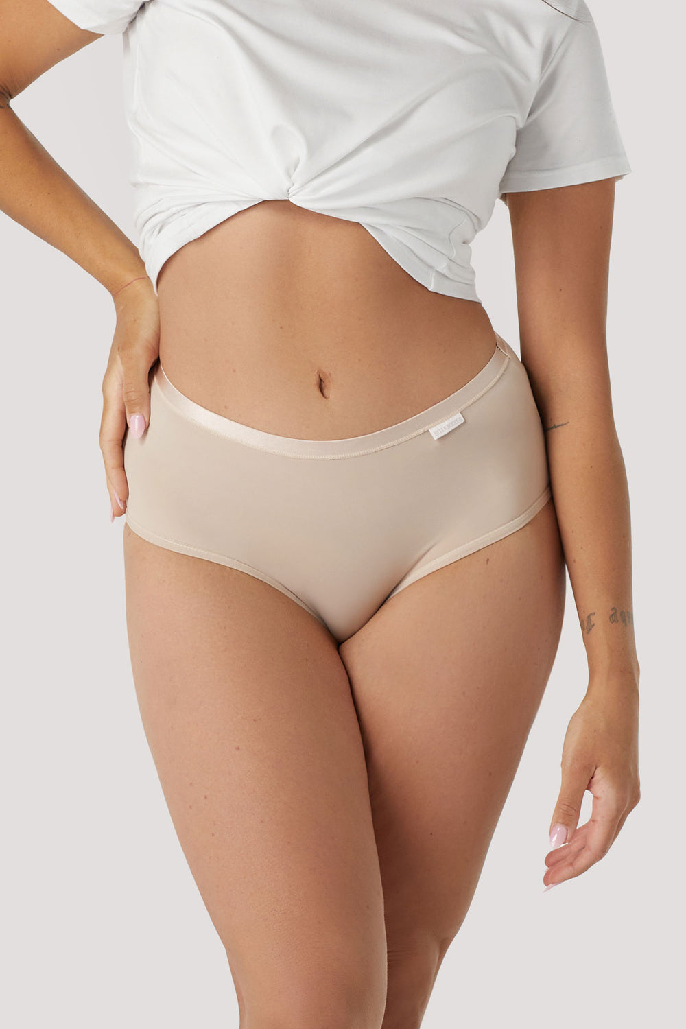 Quick Dry High Waist Underwear | Bella Bodies Australia | Sand | Front