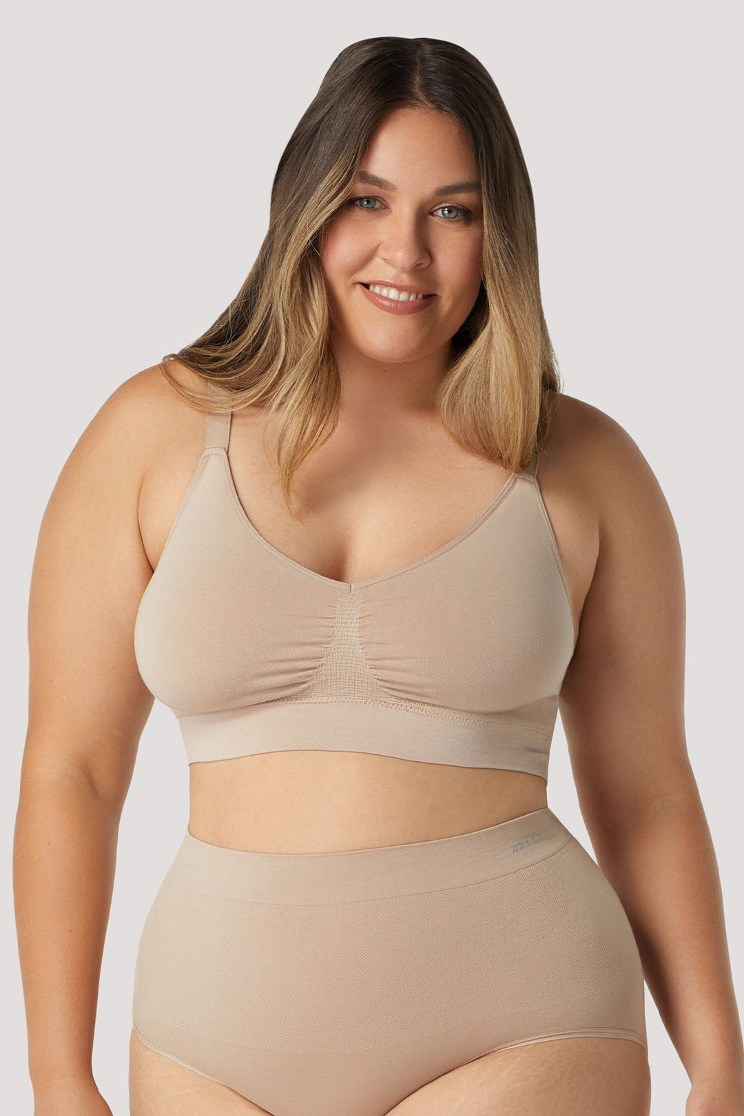 Bamboo Wireless Adjustable Bra I Bella Bodies Australia I Sand | Front