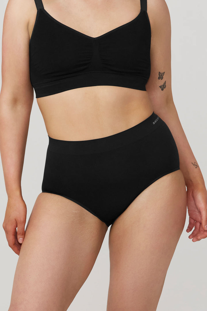 Women's Breathable Bamboo High Waist Underwear 2 pack | Bella Bodies Australia | Black | Front