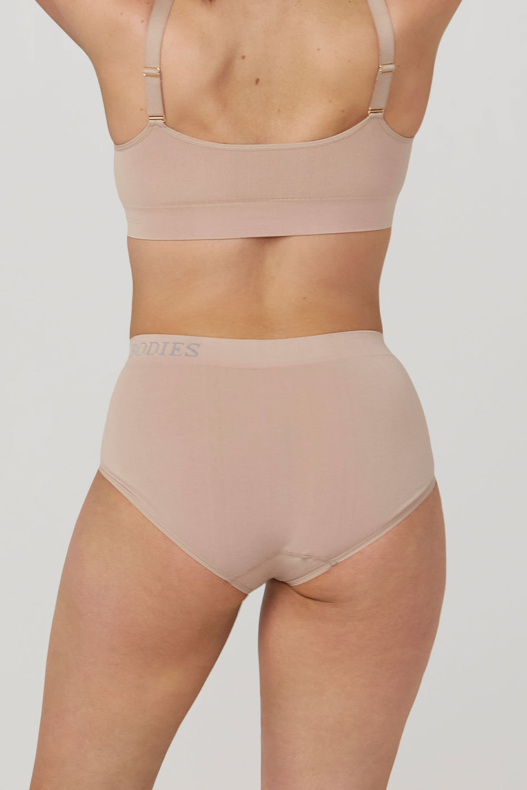 Women's Breathable Hi-waist Underwear | Bella Bodies Australia | Bamboo High Waist Knicker 2 pack | Sand | Back