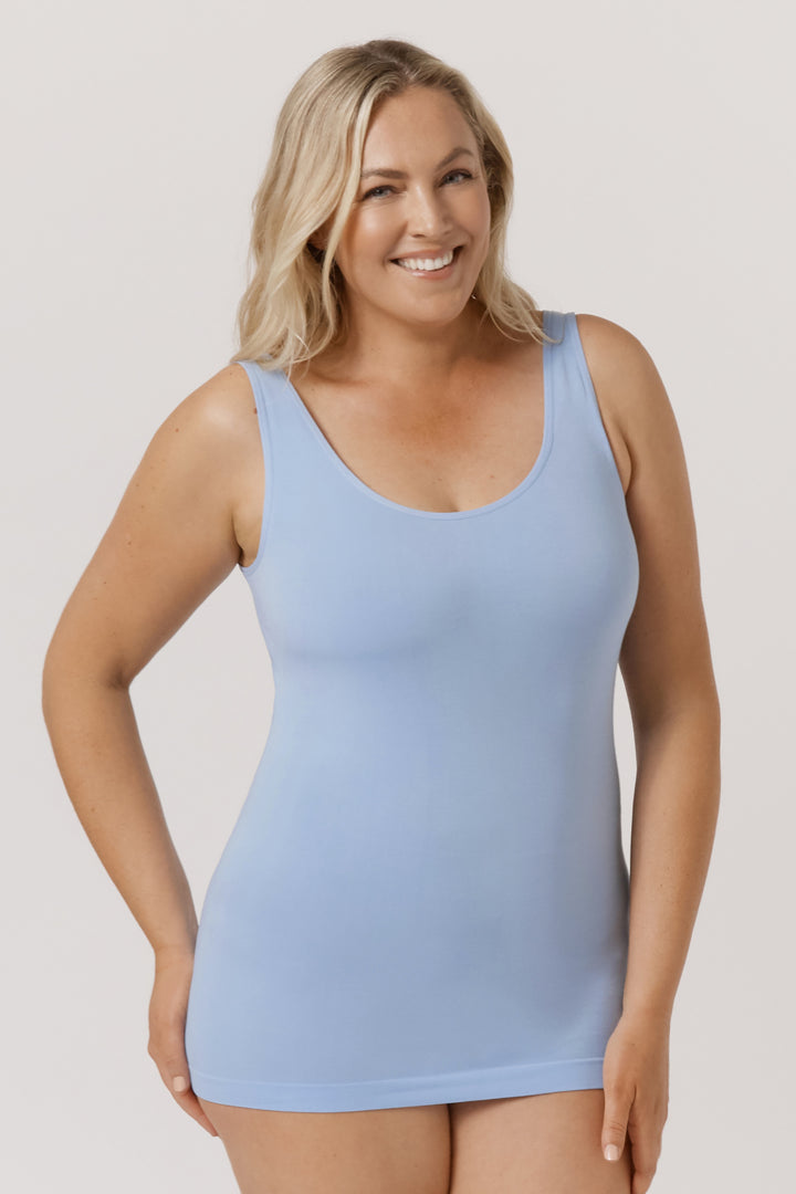 Women's eco-friendly breathable tank top | Bella Bodies Australia | Sky Blue | Front
