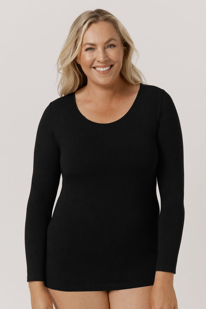 Pure Comfort Long Sleeve Top I Women's natural comfortable Warm Tencel Modal Long Sleeve I Bella Bodies I Black