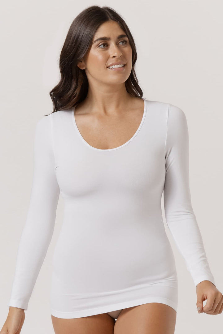 Pure Comfort Long Sleeve Top I Women's natural comfortable Warm Tencel Modal Long Sleeve I Bella Bodies I White