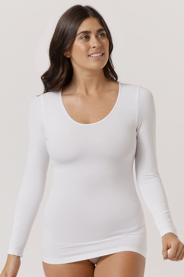 Pure Comfort Long Sleeve Top I Women's natural comfortable Warm Tencel Modal Long Sleeve I Bella Bodies Australia I White