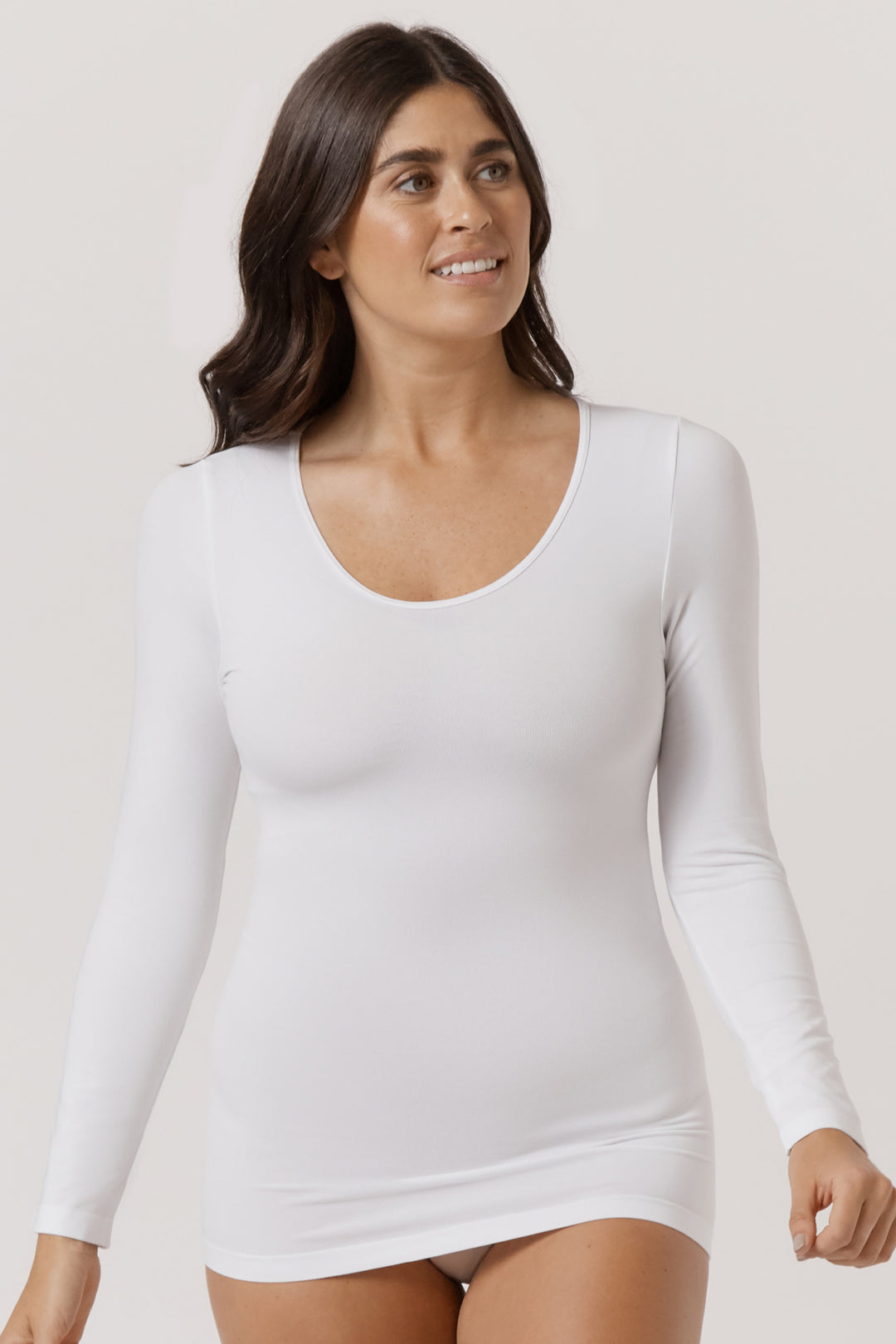 Womens breathable Modal Tencel Long Sleeve Top 2 pack | Bella Bodies Australia | White | Front